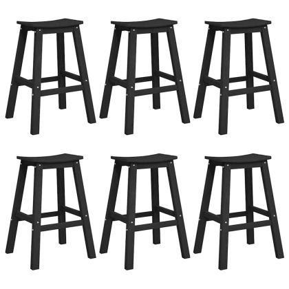 Комплект бар за градина 6 pcs Черно HDPE