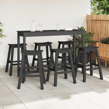 Комплект бар за градина 6 pcs Черно HDPE