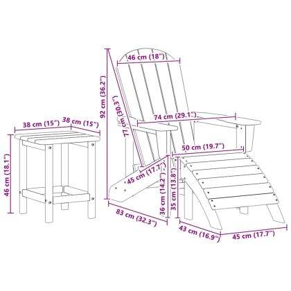 Градински стол 3 pcs Бяло Полиетилен