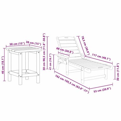 Шезлонг 3 pcs Черно Полиетилен