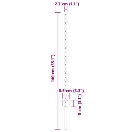 Стълб за ограда. 44 pcs Зелен 140 cm Стомана