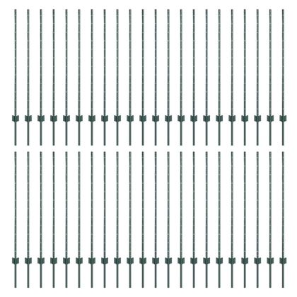 Стълб за ограда. 44 pcs Зелен 160 cm Стомана