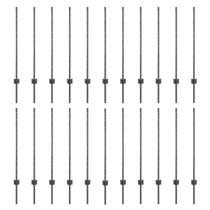 Стълб за ограда. 22 pcs Сив 140 cm Стомана