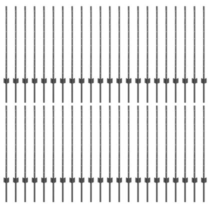 Стълб за ограда. 44 pcs Сив 140 cm Стомана