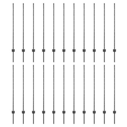 Стълб за ограда. 22 pcs Сив 160 cm Стомана