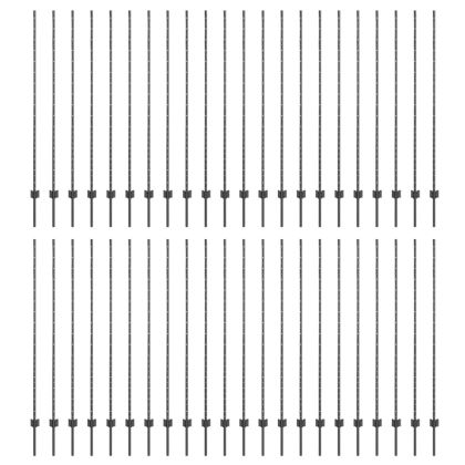 Стълб за ограда. 44 pcs Сив 200 cm Стомана