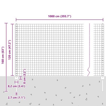 Ограда с пост Зелен 1,2 x 10 m Стомана и PVC