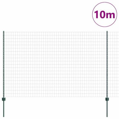 Евро ограда с пост 10 x 1,5 m ПВЦ-обработена стомана Зелено
