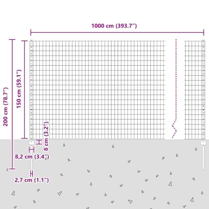 Евро ограда с пост 10 x 1,5 m ПВЦ-обработена стомана Зелено