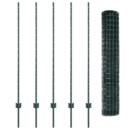 Ограда с пост Зелен 1,4 x 10 m Стомана и PVC