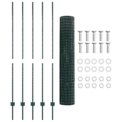 Ограда с пост Зелен 1,5 x 10 m Стомана