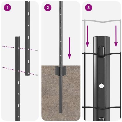 Ограда с пост Сив 1,5 x 10 m Стомана и PVC