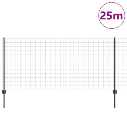 Ограда с пост Сив 1 x 25 m Стомана и PVC