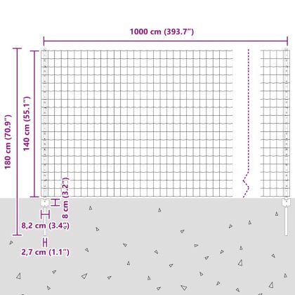 Ограда с пост Сив 1,4 x 10 m Стомана и PVC