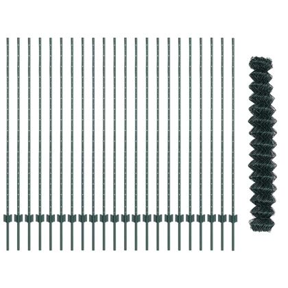Ограда с пост Зелен 1,5 x 25 m Стомана