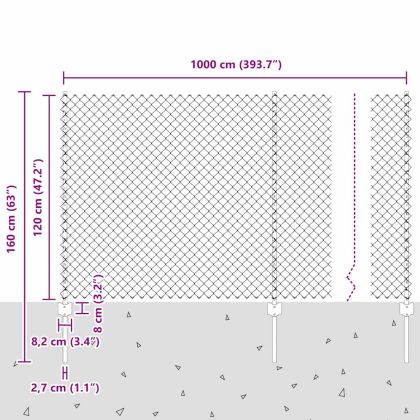Ограда с пост Сребрист 1,2 x 10 m Стомана