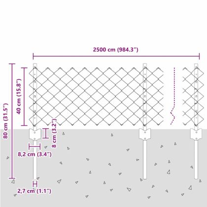 Ограда с пост Сребрист 0,4 x 25 м Стомана