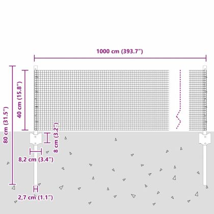 Ограда с пост Сребрист 0,4 x 10 м Стомана