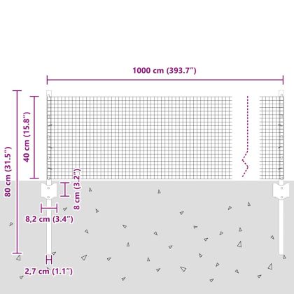 Ограда с пост Сребрист 0,4 x 10 м Стомана
