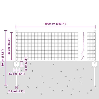 Ограда с пост Сребрист 0,4 x 10 м Стомана