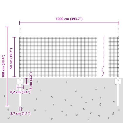 Ограда с пост Сребрист 0,5 x 10 м Стомана