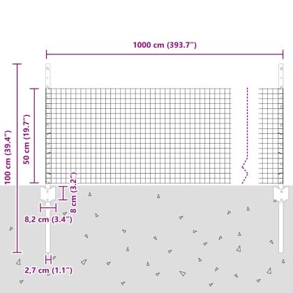 Ограда с пост Сребрист 0,5 x 10 м Стомана