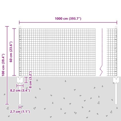 Ограда с пост Сребрист 0,6 x 10 м Стомана