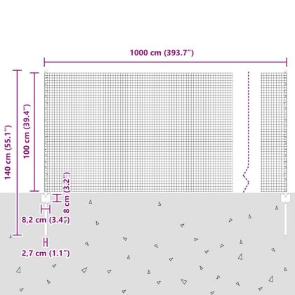 Ограда с пост Сребрист 1 x 10 m Стомана