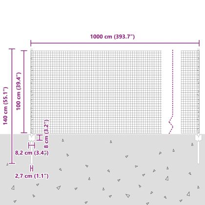 Ограда с пост Сребрист 1 x 10 m Стомана