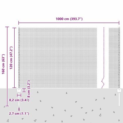 Ограда с пост Сребрист 1,2 x 10 m Стомана