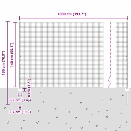 Ограда с пост Сребрист 1,4 x 10 m Стомана