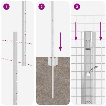 Ограда с пост Сребрист 1,5 x 10 m Стомана