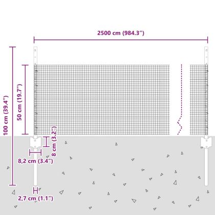 Ограда с пост Сребрист 0,5 x 25 м Стомана
