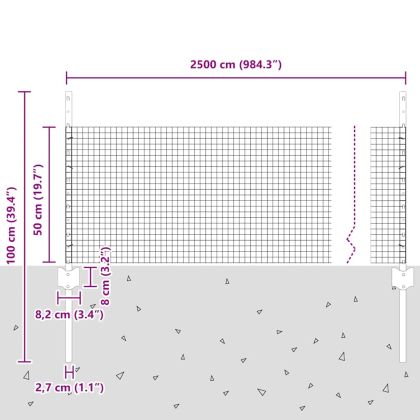 Ограда с пост Сребрист 0,5 x 25 м Стомана