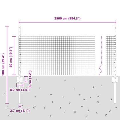 Ограда с пост Сребрист 0,5 x 25 м Стомана