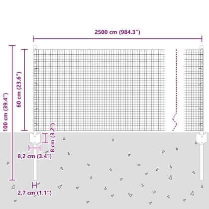 Ограда с пост Сребрист 0,6 x 25 м Стомана