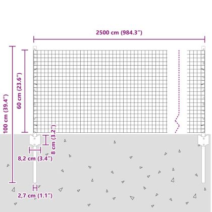 Ограда с пост Сребрист 0,6 x 25 м Стомана