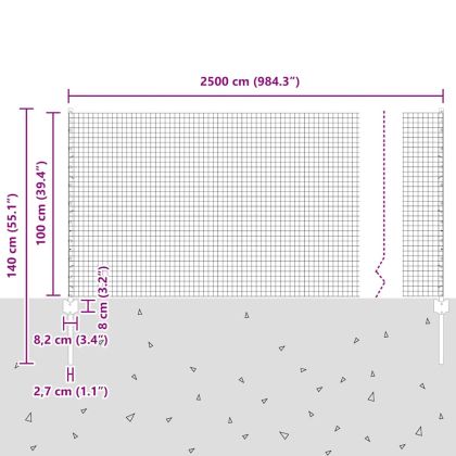 Ограда с пост Сребрист 1 x 25 m Стомана