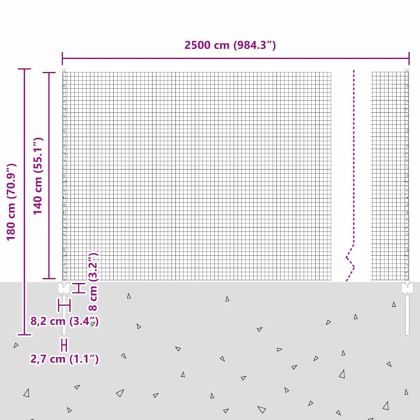 Ограда с пост Сребрист 1,4 x 25 m Стомана