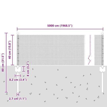 Ограда с пост Сребрист 0,4 x 50 м Стомана