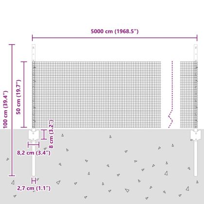 Ограда с пост Сребрист 0,5 x 50 м Стомана