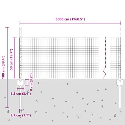 Ограда с пост Сребрист 0,5 x 50 м Стомана