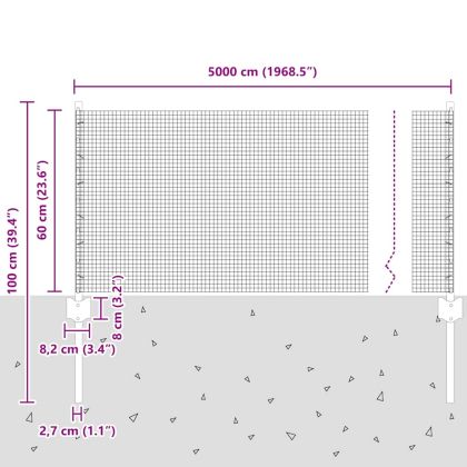 Ограда с пост Сребрист 0,6 x 50 м Стомана