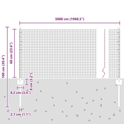Ограда с пост Сребрист 0,6 x 50 м Стомана