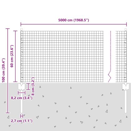 Ограда с пост Сребрист 0,6 x 50 м Стомана