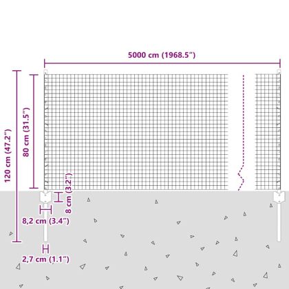Ограда с пост Сребрист 0,8 x 50 м Стомана