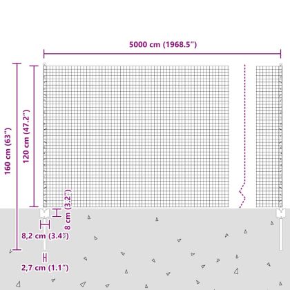 Ограда с пост Сребрист 1,2 x 50 m Стомана