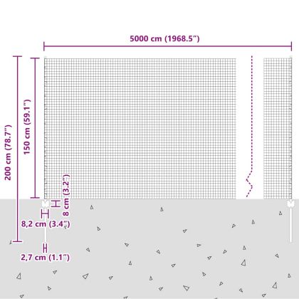 Ограда с пост Сребрист 1,5 x 50 m Стомана