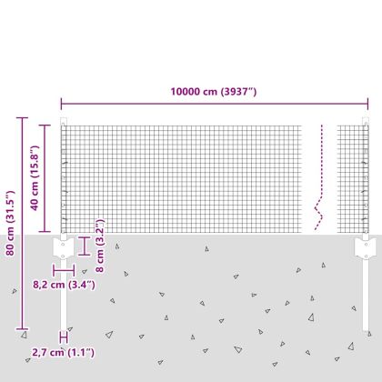 Ограда с пост Сребрист 0,4 x 100 м Стомана