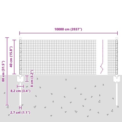 Ограда с пост Сребрист 0,4 x 100 м Стомана